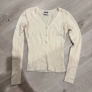 Cream Ribbed Long Sleeve sweater
